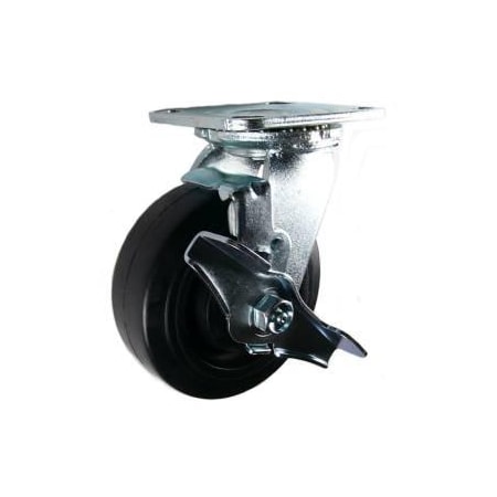 Mapp Caster 5"X2" Rubber on Nylon Wheel Swvl Caster W/ Top Lock Brake, 450 Lbs Cap 146RNB520SB